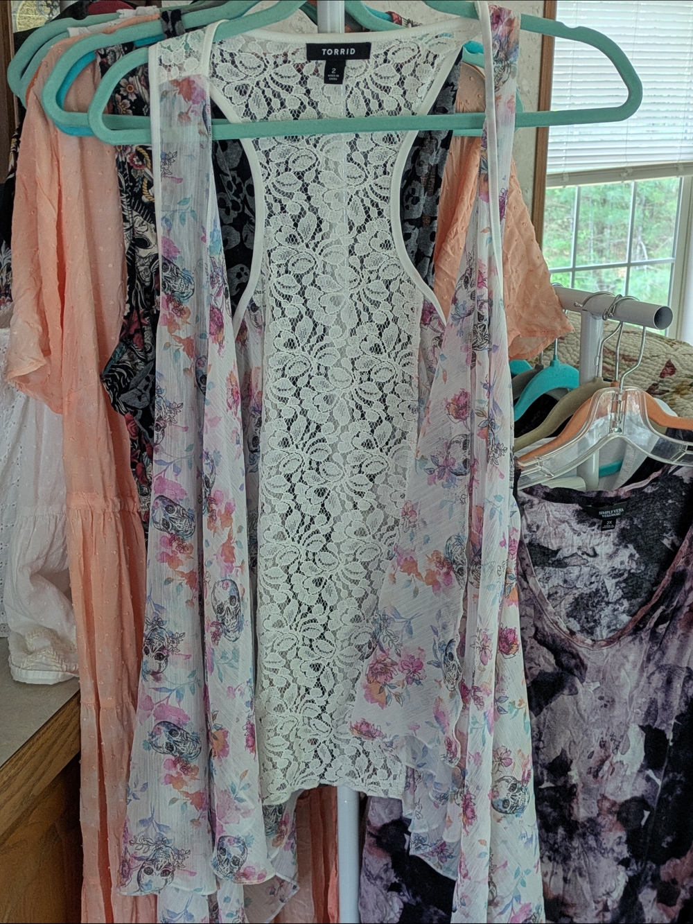torrid White Lace & Floral Sheer Vest